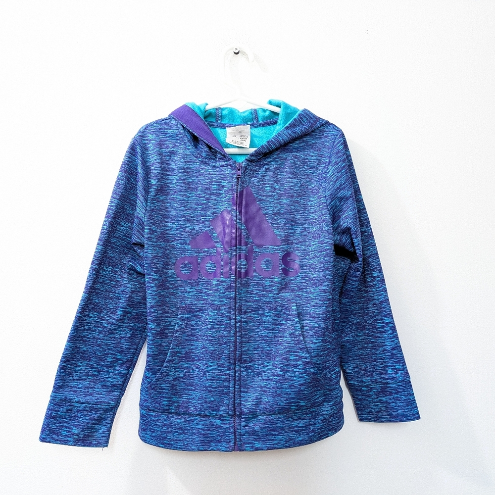 Adidas Purple And Teal Full Zip Hooded Jacket, Girls 6X